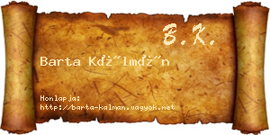 Barta Kálmán névjegykártya