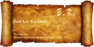 Barta Kálmán névjegykártya